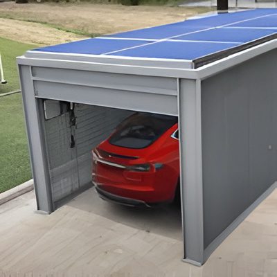 Car in a solar-powered garage.