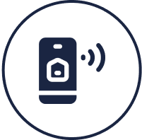 Smartphone with wireless home control icon.